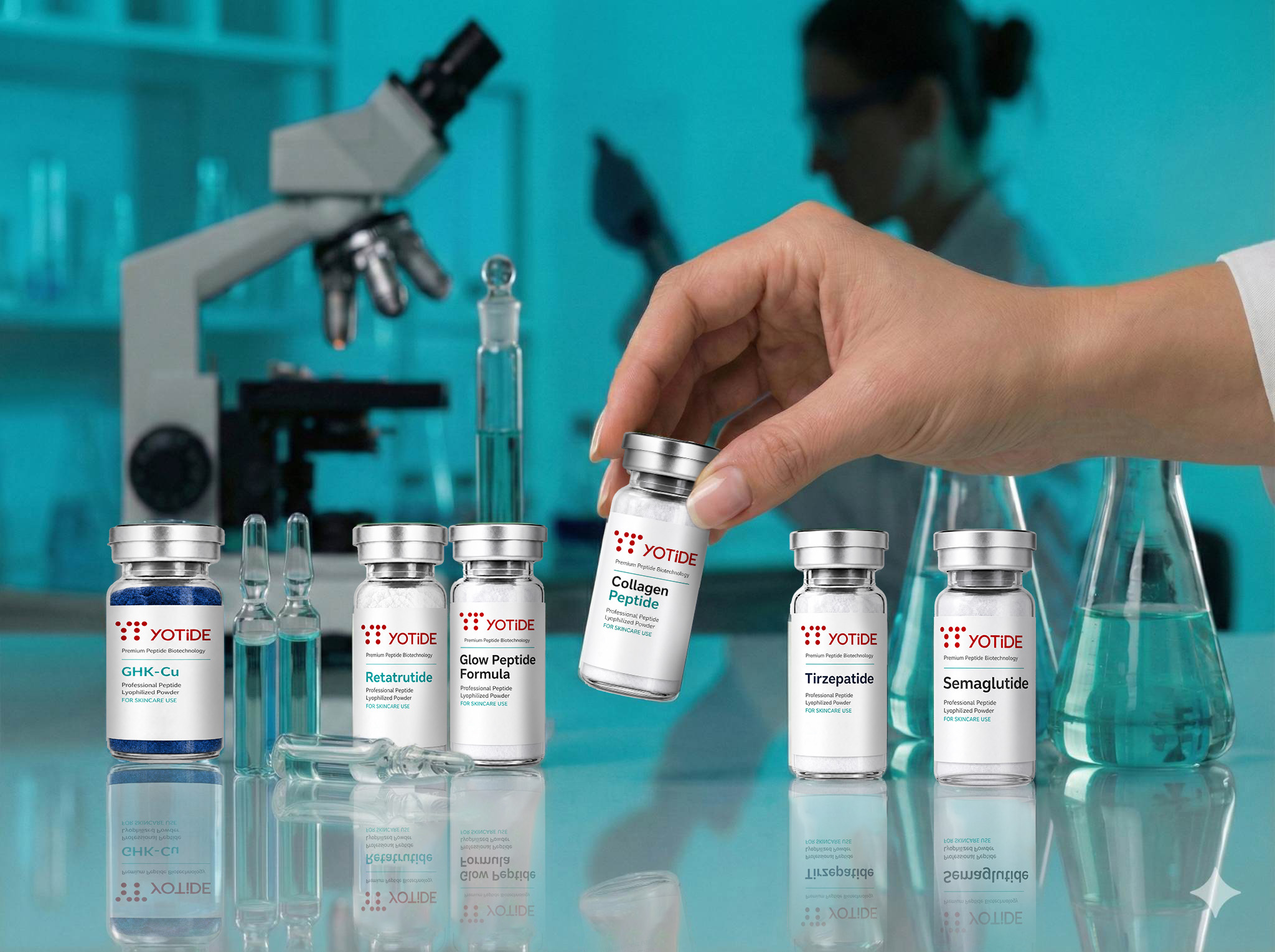 Foto de pruebas de laboratorio con viales y equipo